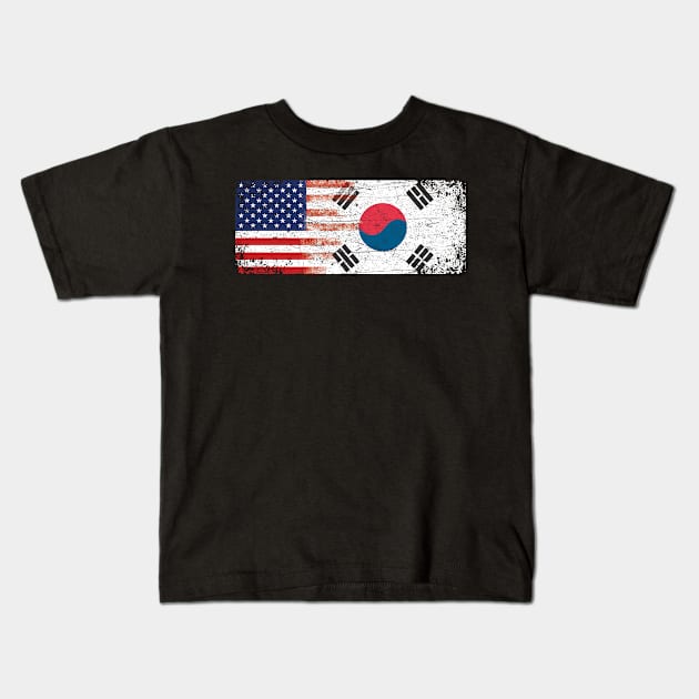 South Korean American Flag Kids T-Shirt by paola.illustrations